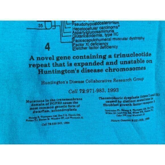 Vintage Huntington's Disease Cure Shirt Adult Large Unisex 1995 Research Blue - Picture 11 of 12